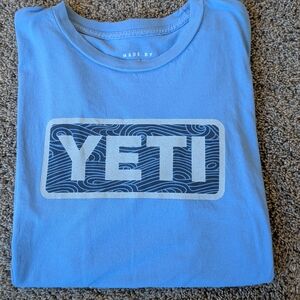 YETI Light Blue Wave Logo Tee